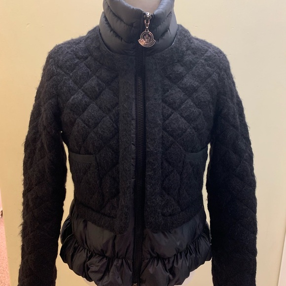 Auth Moncler Gaufre Giubbotto real down feathers wool stylish classy warm jacket - Picture 2 of 14